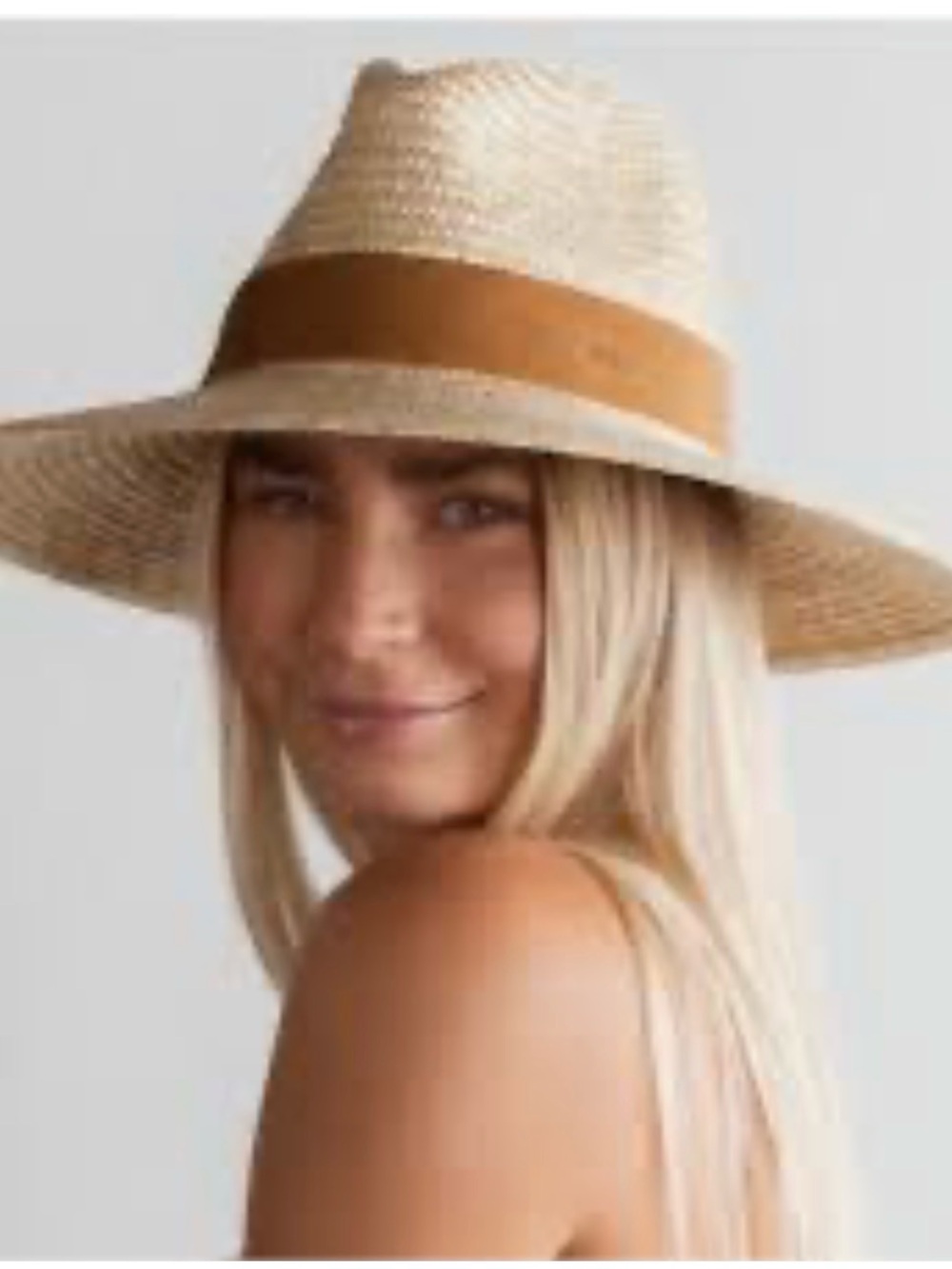 GIGI PIP Natural Straw Fedora with Tan Band